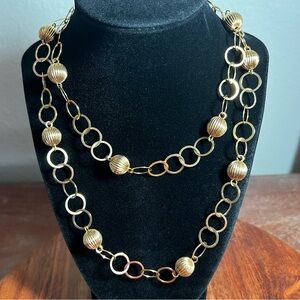 EUC Francesca Visconti 18K Gold Vermeil Melon Bead Station 36” Necklace